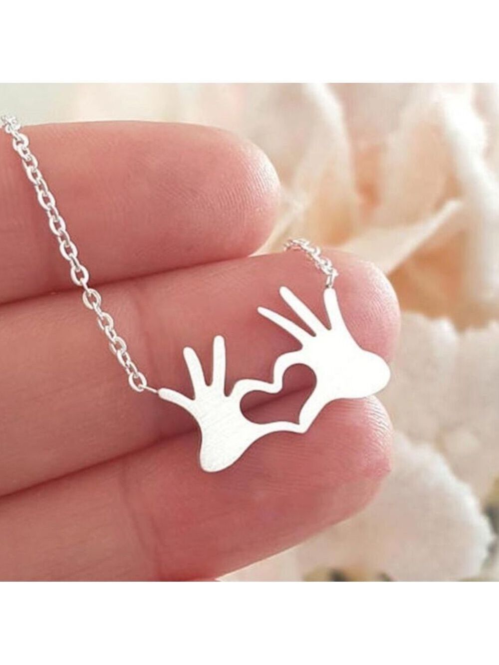 Love You boutique heart hands symbol necklace jewelry NWT